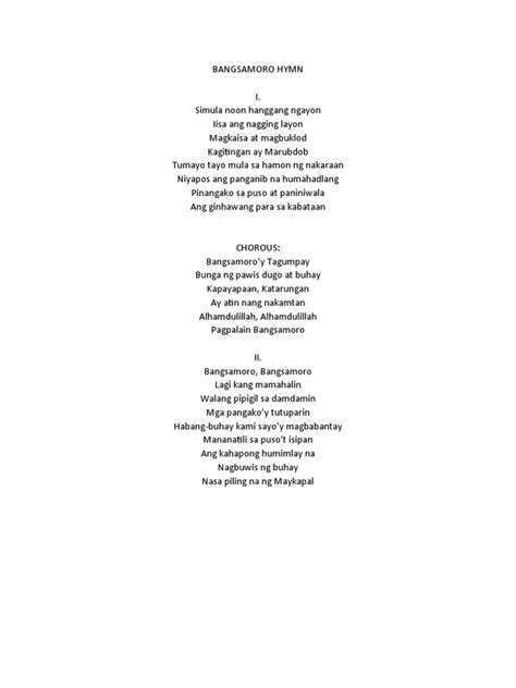 regional hymn|Hymn of Bangsamoro .